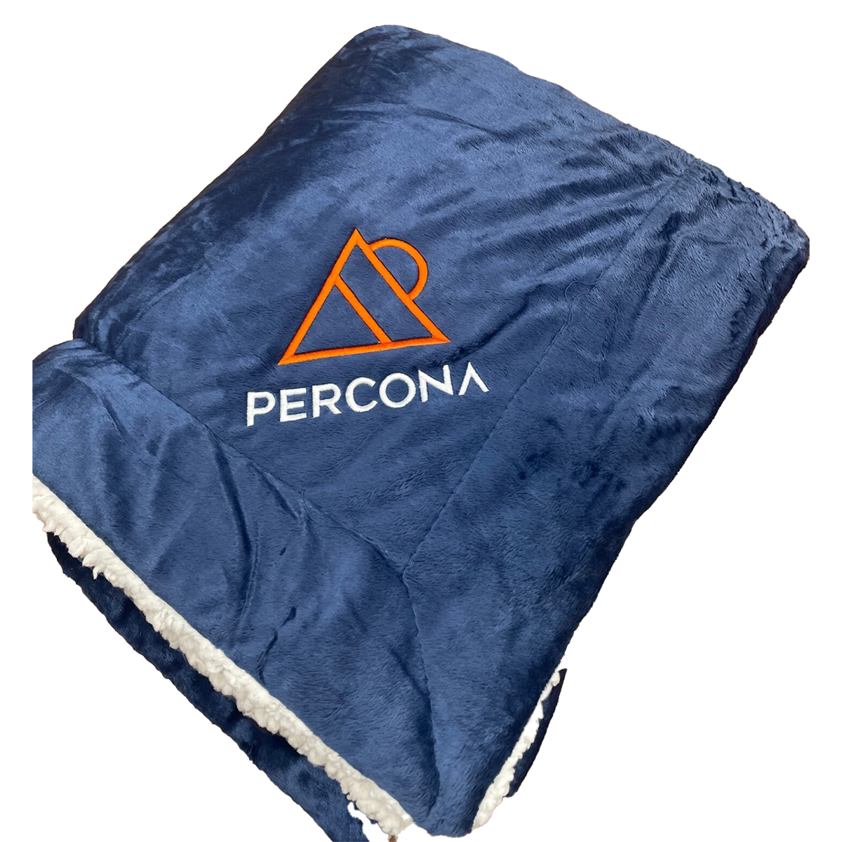 Percona Navy Blue Sherpa Blanket